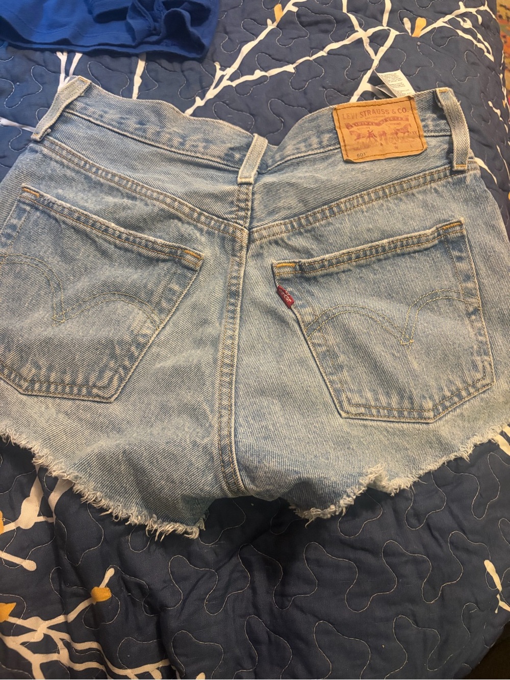 Levi's Light Blue Denim Frayed Cutoff Shorts
